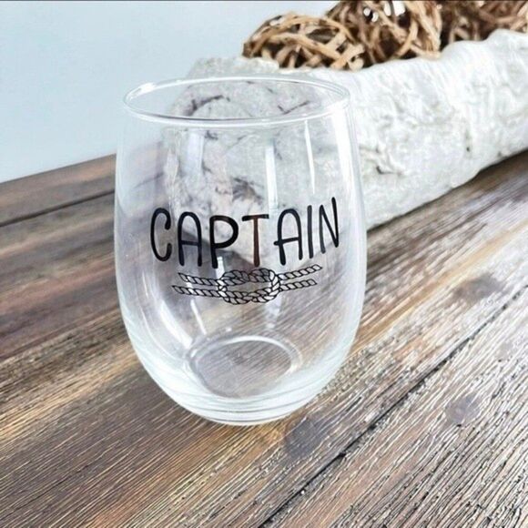 Captain Nautical Stemless Wine Glass - Picture 1 of 4